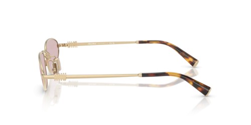 MIU MIU MU A52S - ​ZVN4I0 - ​52 Lunettes de soleil Or, Havane Ovale