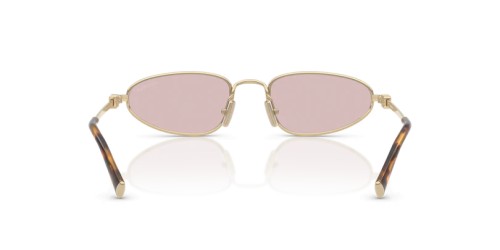 MIU MIU MU A52S - ​ZVN4I0 - ​52 Lunettes de soleil Or, Havane Ovale