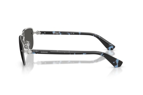 BURBERRY BE3164 - 100587 - 63 Lunettes de soleil Argent, Noir Angulaire