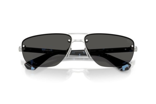 BURBERRY BE3164 - 100587 - 63 Lunettes de soleil Argent, Noir Angulaire