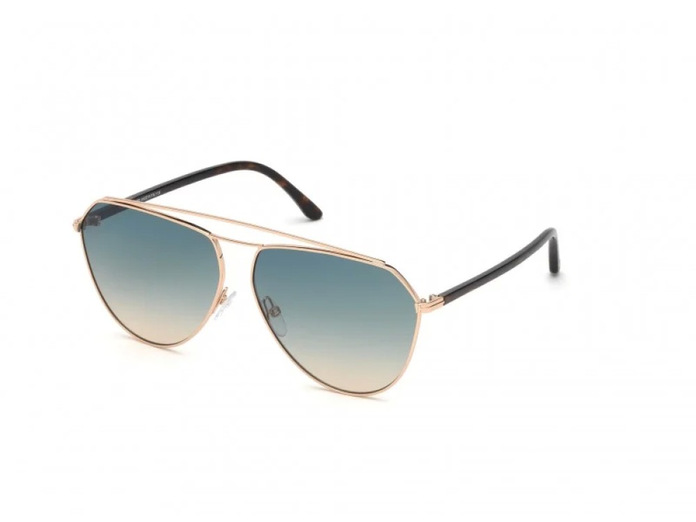 Tom Ford FT0681 BINX - 28P - 63 Lunettes de soleil Or, Havane foncé Pilote (Aviateur)