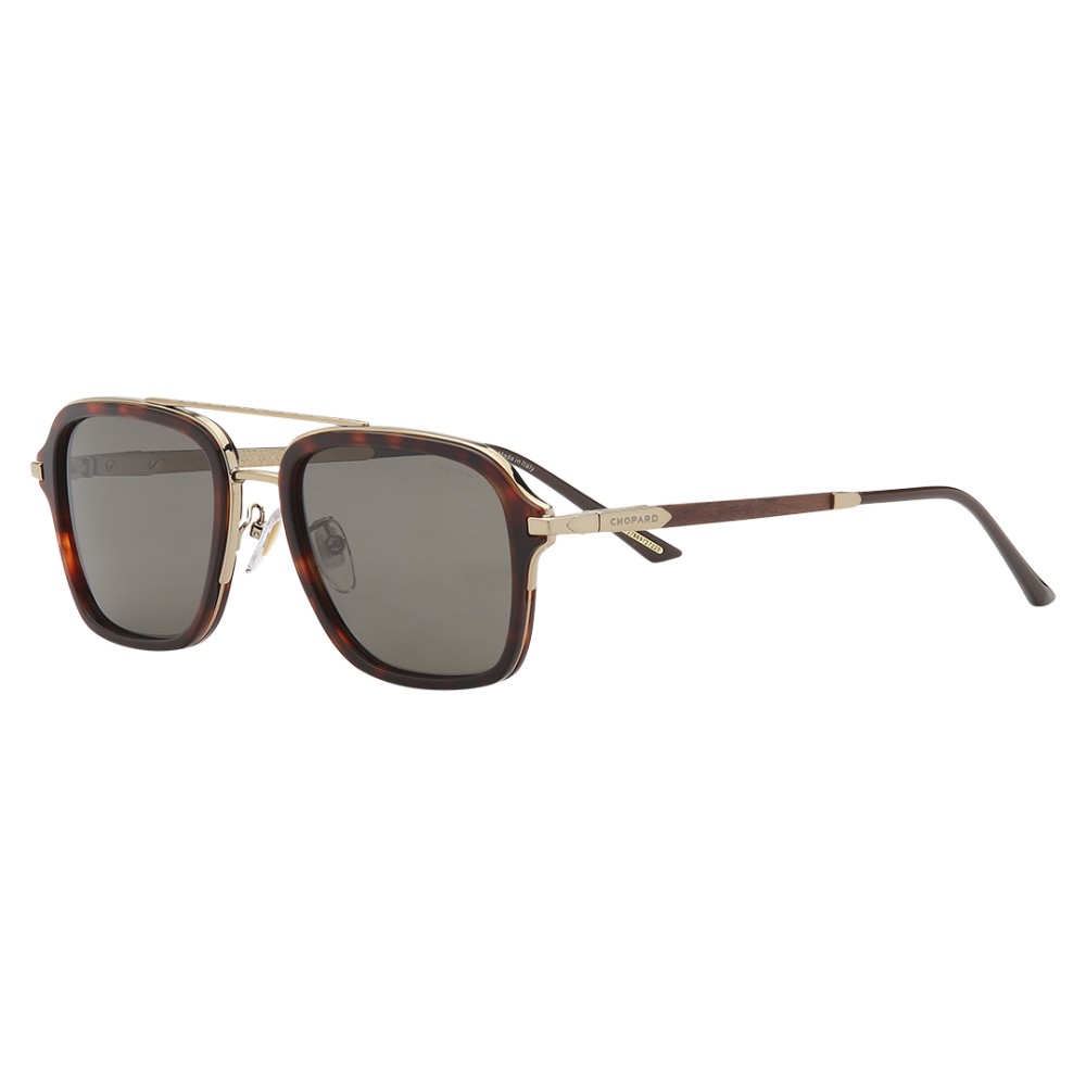 Chopard SCHG36 WOOD - 8FFP - 55 - AVEC DES VERRES POLARISÉS Lunettes de soleil Havane, Or Pilote (Aviateur)