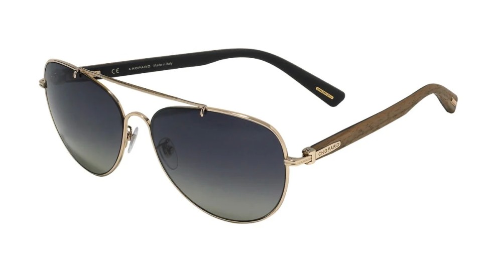 Chopard SCHC89 WOOD/RUBBER - 300P - 62 - AVEC DES VERRES POLARISÉS Lunettes de soleil Or, Marron Pilote (Aviateur)