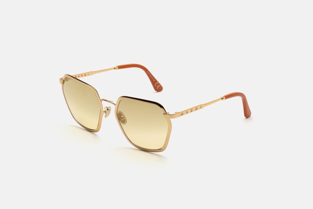 Marni 8HI Great Noligwa Mine Oro - 59 Lunettes de soleil Or Angulaire