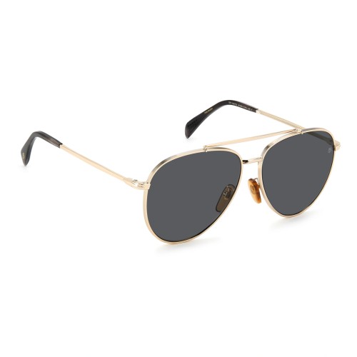 David Beckham DB 1102/F/S - J5GM9 - 61 - AVEC DES VERRES POLARISÉS Lunettes de soleil Or, Havane foncé Pilote (Aviateur)