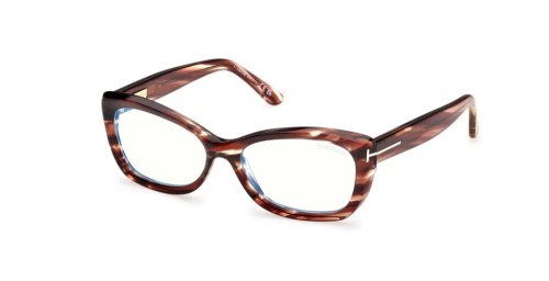 Tom Ford TF6046-B - 055 - 55 - AVEC DES VERRES À FILTRE ANTI LUMIÈRE BLEU-VIOLET Cadres optiques Havane Œil de chat