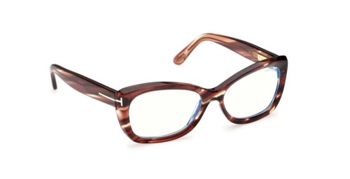 Tom Ford TF6046-B - 055 - 55 - AVEC DES VERRES À FILTRE ANTI LUMIÈRE BLEU-VIOLET Cadres optiques Havane Œil de chat