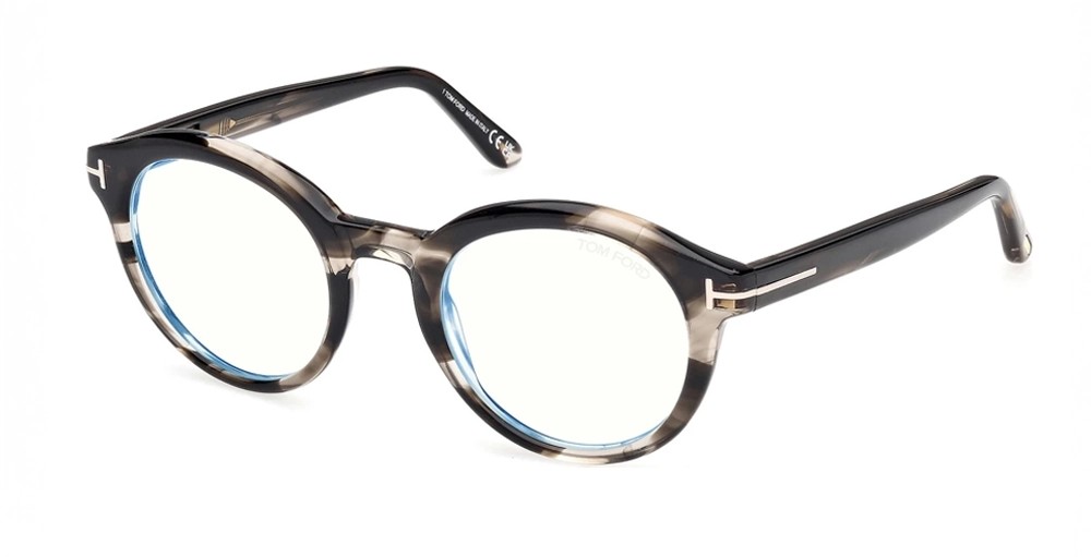 Tom Ford TF6061-B - 056 - 50 - AVEC DES VERRES À FILTRE ANTI LUMIÈRE BLEU-VIOLET Cadres optiques Havane coloré Rond