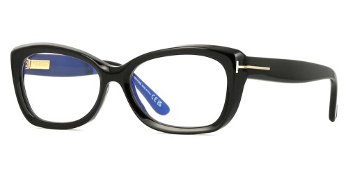 Tom Ford TF6046-B ECO - 001 - 55 - AVEC DES VERRES À FILTRE ANTI LUMIÈRE BLEU-VIOLET Cadres optiques Noir Œil de chat