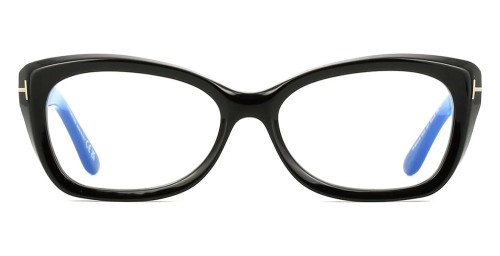 Tom Ford TF6046-B ECO - 001 - 55 - AVEC DES VERRES À FILTRE ANTI LUMIÈRE BLEU-VIOLET Cadres optiques Noir Œil de chat