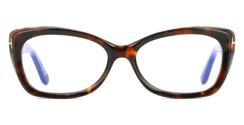 Tom Ford TF6046-B ECO - 052 - 55 - AVEC DES VERRES À FILTRE ANTI LUMIÈRE BLEU-VIOLET Cadres optiques Brillant/havane foncé Œil de chat
