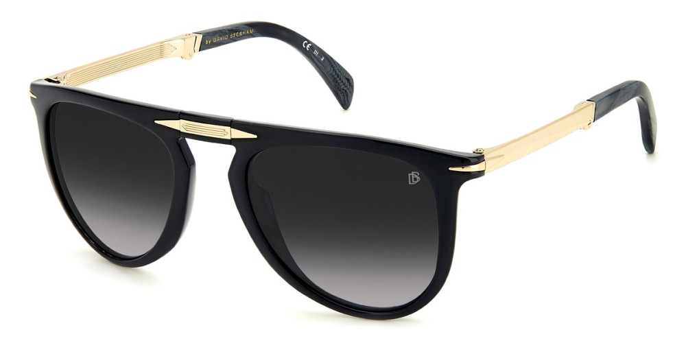 David Beckham DB 1039/S/FD - 2M29O - 54 Lunettes de soleil Noir, Or Pilote (Aviateur)