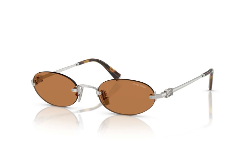 MIU MIU MU A54S - 1BC90Q - ​51 Lunettes de soleil Argent, Havane foncé Ovale