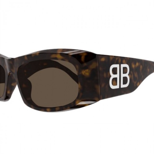 Balenciaga BB0395S - 002 - 60 Lunettes de soleil Marron, À motifs Angulaire