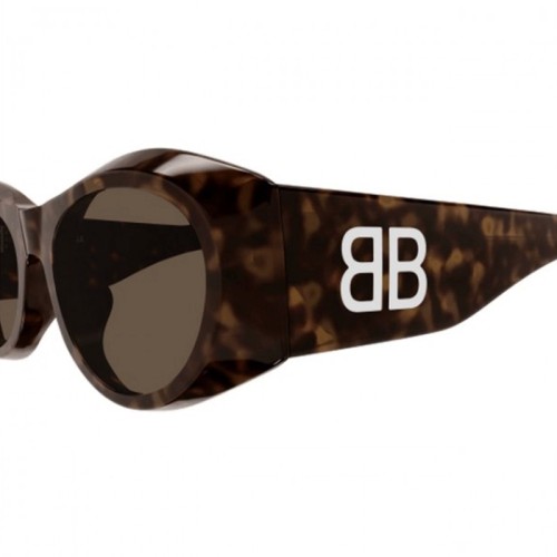 Balenciaga BB0396SK - 002 - 55 Lunettes de soleil Marron, À motifs Ovale