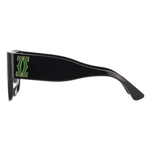 Cartier CT0435S - 003 - 55 Lunettes de soleil Noir, Vert Coussin arrondi