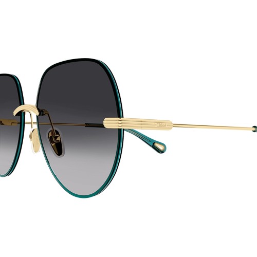 Chloé CH0135S - 001 - 58 Lunettes de soleil Or, Vert Rond