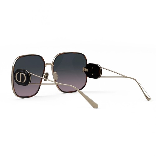 Dior DIORBOBBY S1U - B5AE A - 64 Lunettes de soleil Havane, Noir, Or Angulaire