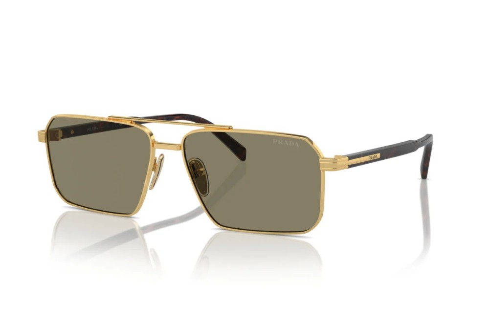 PRADA PR A57S - 5AK90F - 61 Lunettes de soleil Or, Havane foncé Angulaire