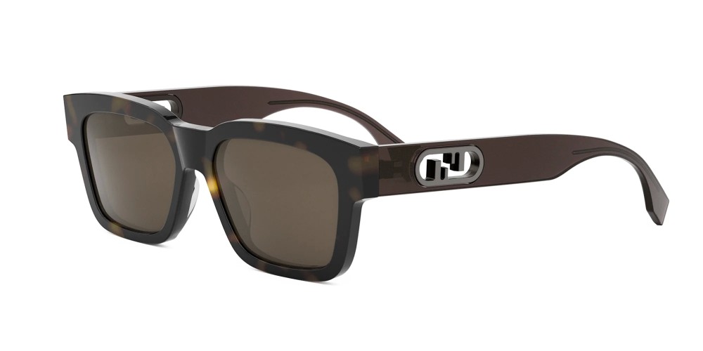 Fendi FE40107I - 52E - 53 Lunettes de soleil Havane foncé Angulaire