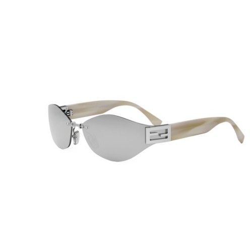 Fendi FE40159U - 16C - 74 Lunettes de soleil Argent Bouclier