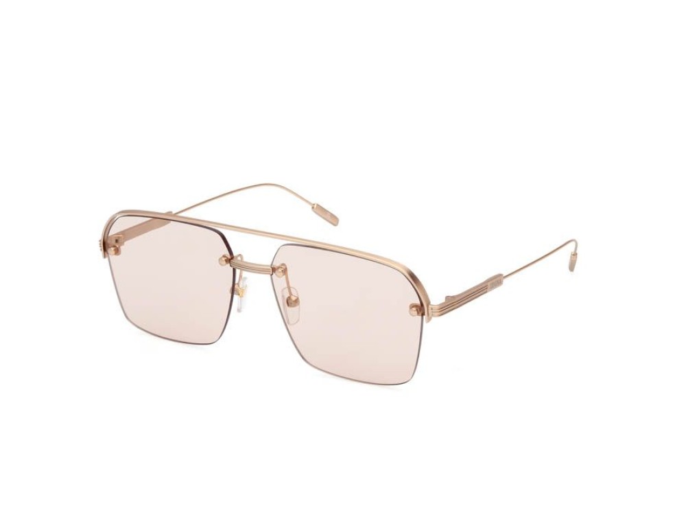 Zegna EZ0213 - 29E - 59 Lunettes de soleil Or rose Pilote (Aviateur)