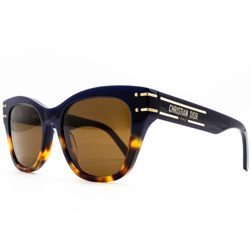 Dior DIORSIGNATURE B4I - 39F0 - 52 Lunettes de soleil Bleu et havane Angulaire