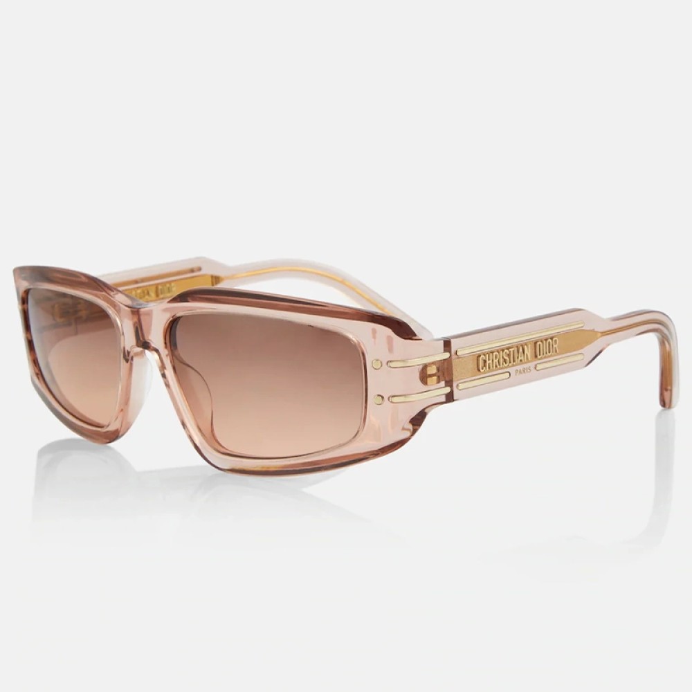 Dior DIORSIGNATURE S9U - 40F1 A - 56 Lunettes de soleil Rose, Transparent Angulaire
