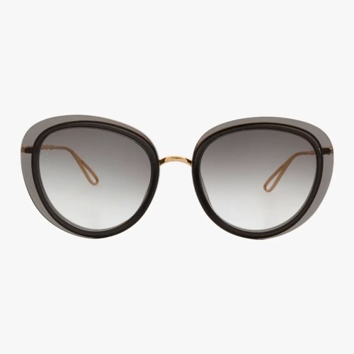 Elie Saab ES007/S - FT3 5B - 53 Lunettes de soleil Or, Noir Coussin arrondi