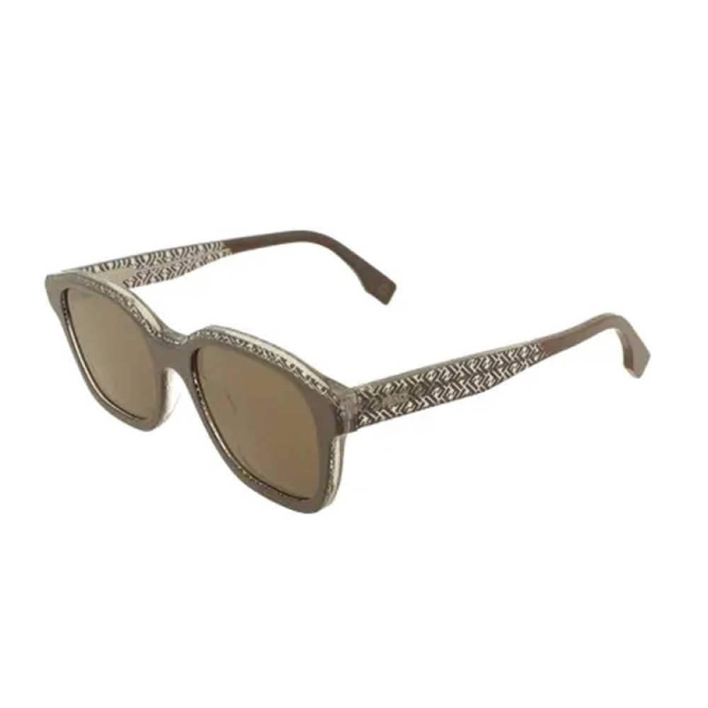 Fendi FE40077I - 50E - 51 Lunettes de soleil Marron, Blanc, À motifs Angulaire