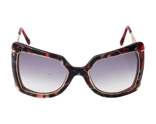 Cazal 8506 - 003 - 55 Lunettes de soleil Noir, Rouge, À motifs, Or Œil de chat