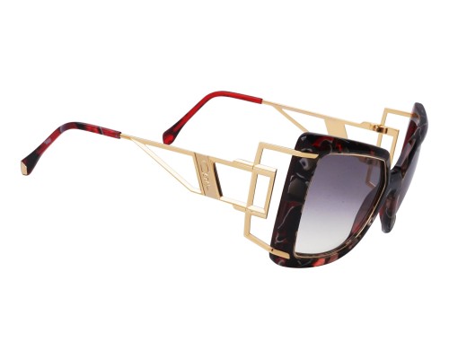 Cazal 8506 - 003 - 55 Lunettes de soleil Noir, Rouge, À motifs, Or Œil de chat