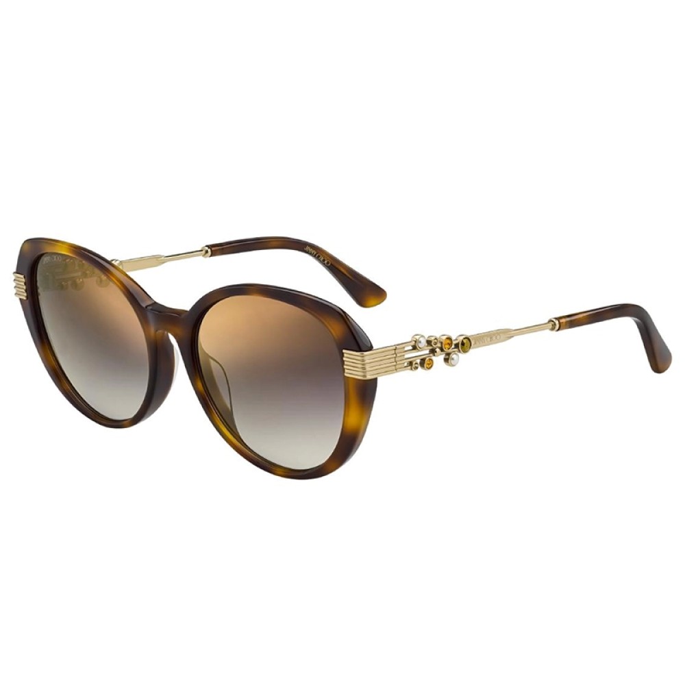 Jimmy Choo ORLY/F/S - 086JL - 56 Lunettes de soleil Havane, Or Œil de chat