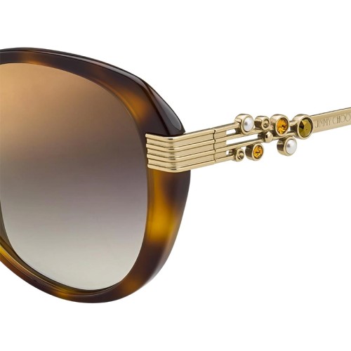 Jimmy Choo ORLY/F/S - 086JL - 56 Lunettes de soleil Havane, Or Œil de chat