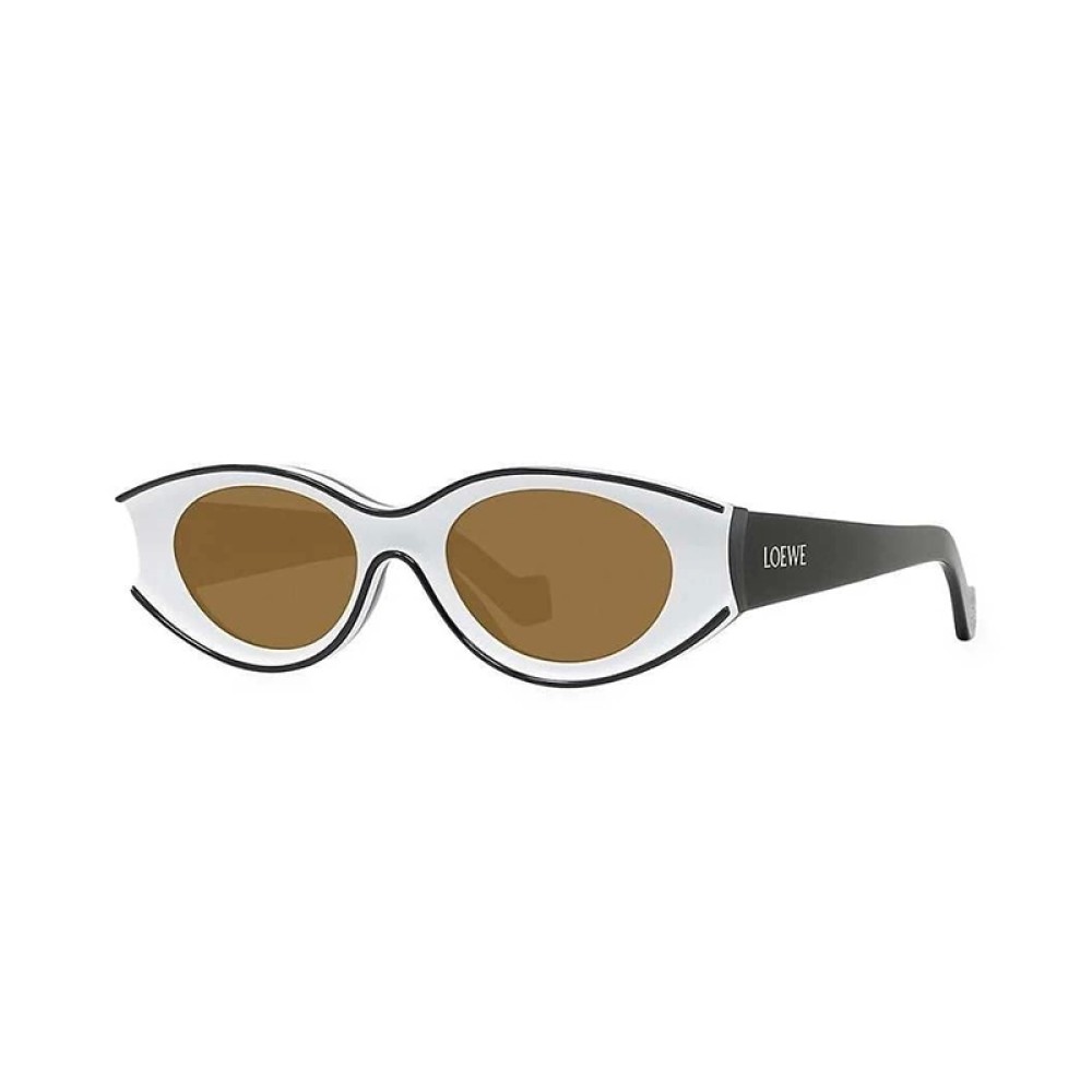 Loewe LW40046U - 01E - 52 Lunettes de soleil Blanc, Noir Ovale