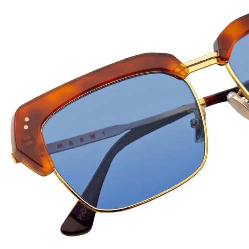 Marni PHD Three Gorges Blue - 57 Lunettes de soleil Havane, Or Angulaire