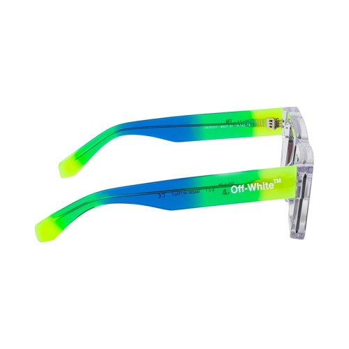 Off-White OERI017 NASSAU - 8507 - 51 Lunettes de soleil Transparent, À motifs, Vert, Bleu, Jaune Angulaire