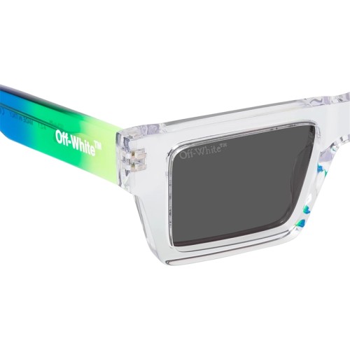 Off-White OERI017 NASSAU - 8507 - 51 Lunettes de soleil Transparent, À motifs, Vert, Bleu, Jaune Angulaire