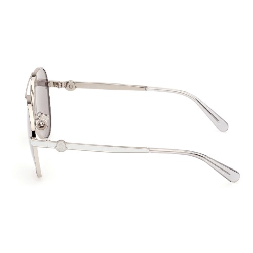 Moncler ML0263 VIZTA - 16C - 59 Lunettes de soleil Argent, Blanc Pilote (Aviateur)
