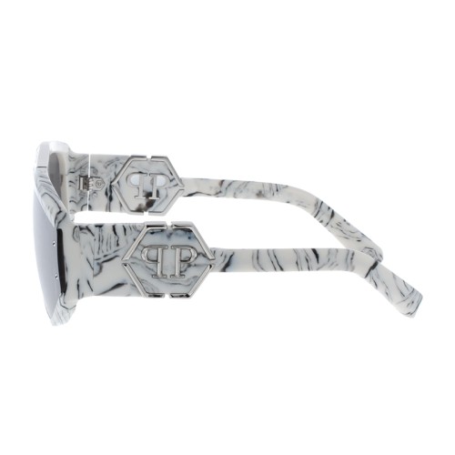 Philipp Plein SPP093 EGO - 9YLX - 65 Lunettes de soleil Blanc, Noir, À motifs Pilote (Aviateur)