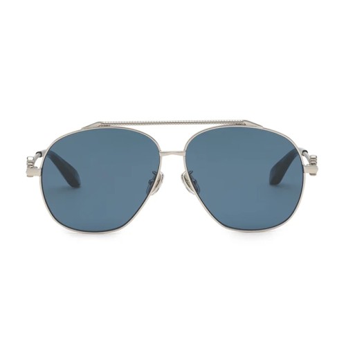 Roberto Cavalli SRC008V - 0579 - 62 Lunettes de soleil Argent, Noir Pilote (Aviateur)