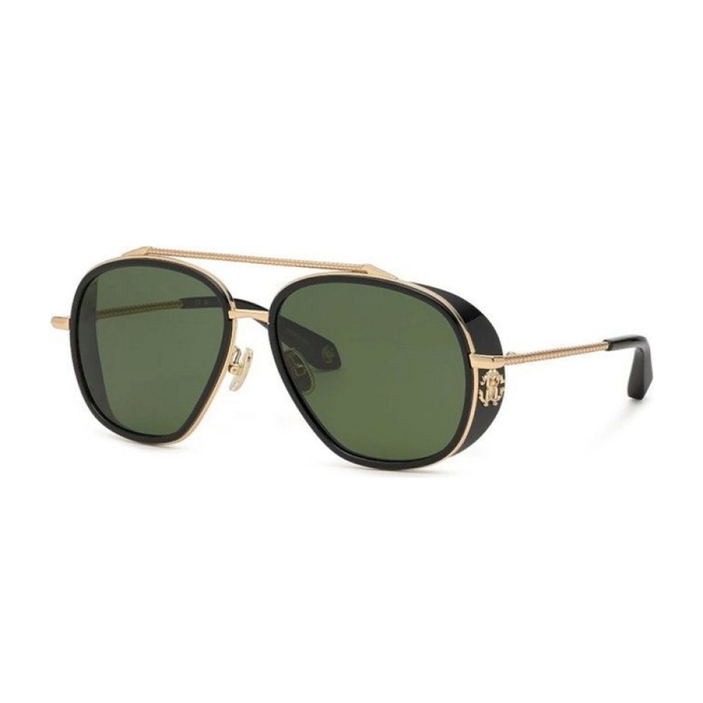 Roberto Cavalli SRC008 - 0300 - 59 Lunettes de soleil Or, Noir Pilote (Aviateur)