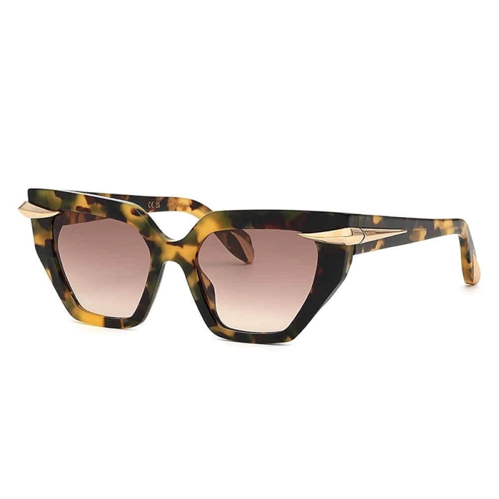 Roberto Cavalli SRC001 - 0AGG - 54 Lunettes de soleil Havane Œil de chat