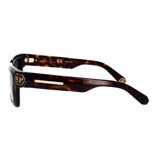 Philipp Plein SPP044 DARK SHAPES - 0722 - 53 Lunettes de soleil Havane Angulaire