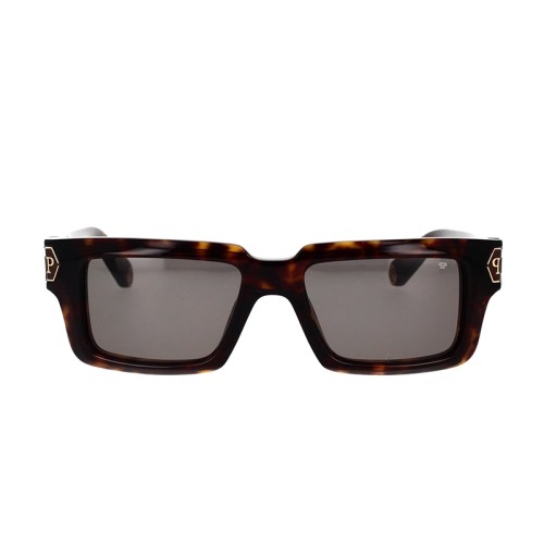 Philipp Plein SPP044 DARK SHAPES - 0722 - 53 Lunettes de soleil Havane Angulaire