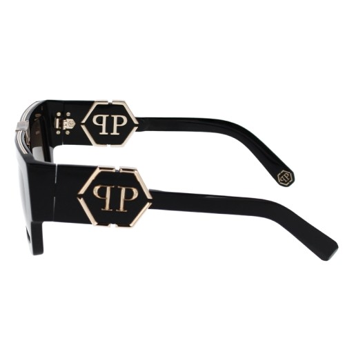Philipp Plein SPP092 GLOOM - 0700 - 50 Lunettes de soleil Noir Angulaire