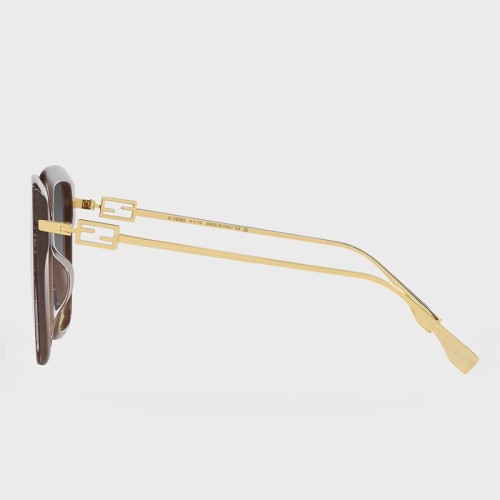 Fendi FE40012U - 50F - 55 Lunettes de soleil Marron, Or Angulaire