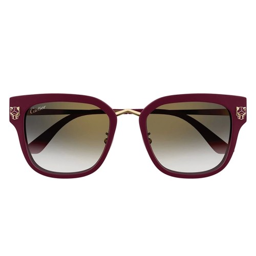 Cartier CT0509SA - 003 - 55 Lunettes de soleil Bordeaux, Or Angulaire