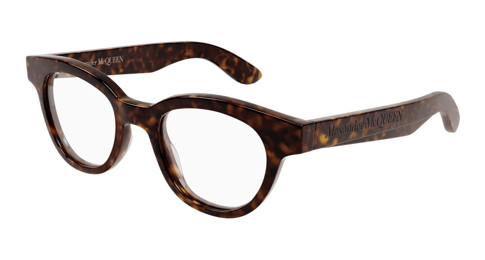 Alexander McQueen AM0384O - 002 - 47 Cadres optiques Marron, Orange, À motifs Coussin arrondi