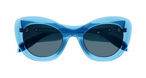 Alexander McQueen AM0403S - 004 - 52 Lunettes de soleil Bleu Œil de chat